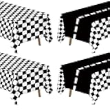 FVABO Race Car Birthday Decorations Boy Tablecloth, 4pcs Racing Car Party Supplies Tablecover for Fast One or Two Fast Theme, Disposable Table Cloth for Kids Car Birthday Party, 86in x 55in