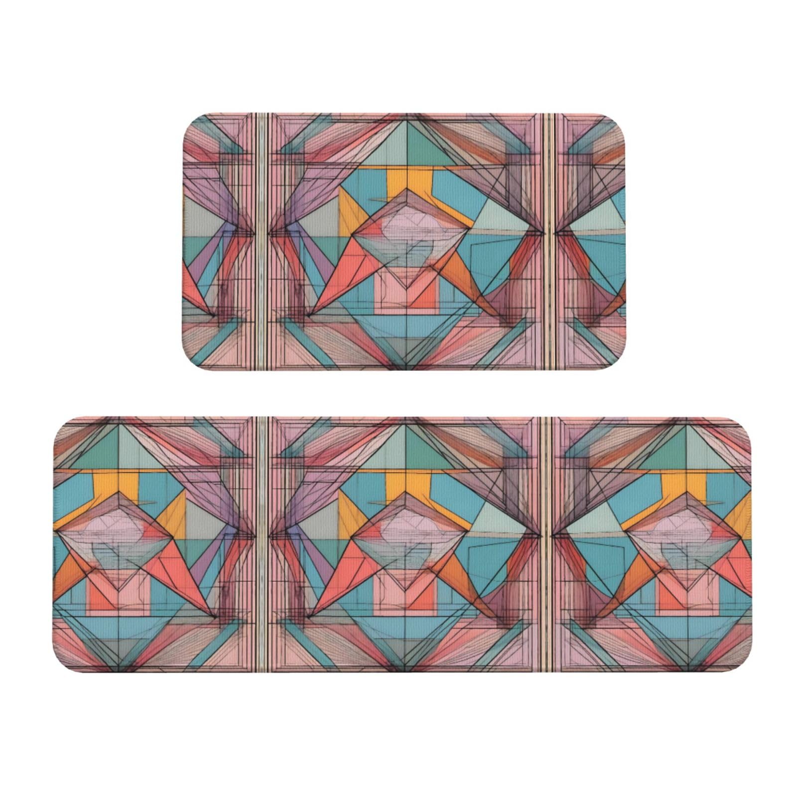 Alfombrillas de cocina de 2 piezas lavandería y entrada con estampados geométricos modernos