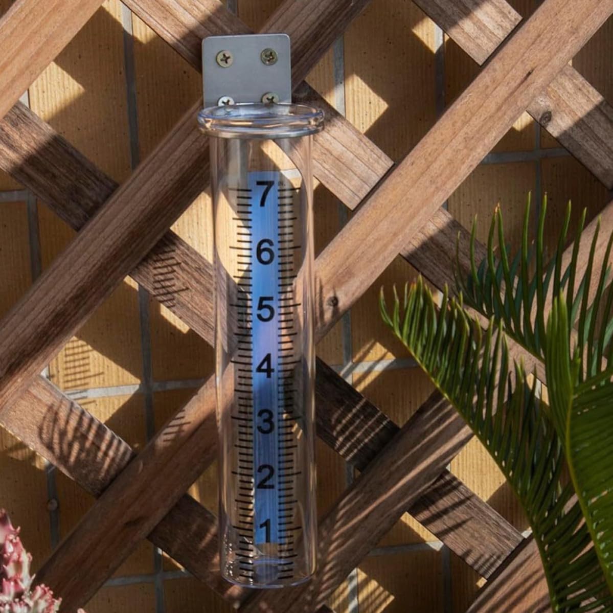 Outdoor Rain Gauge with Stainless Steel Rack, 7 Inch Glass Measuring Tool image 4