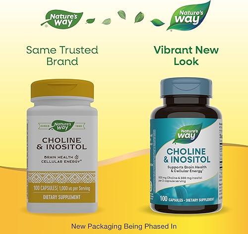 Miniatura 3 de Nature's Way Colina e inositol - 1,000 mg - Apoya la salud cerebral y la energía celular* - Suplemento de bitartrato de colina - Sin gluten - 100
