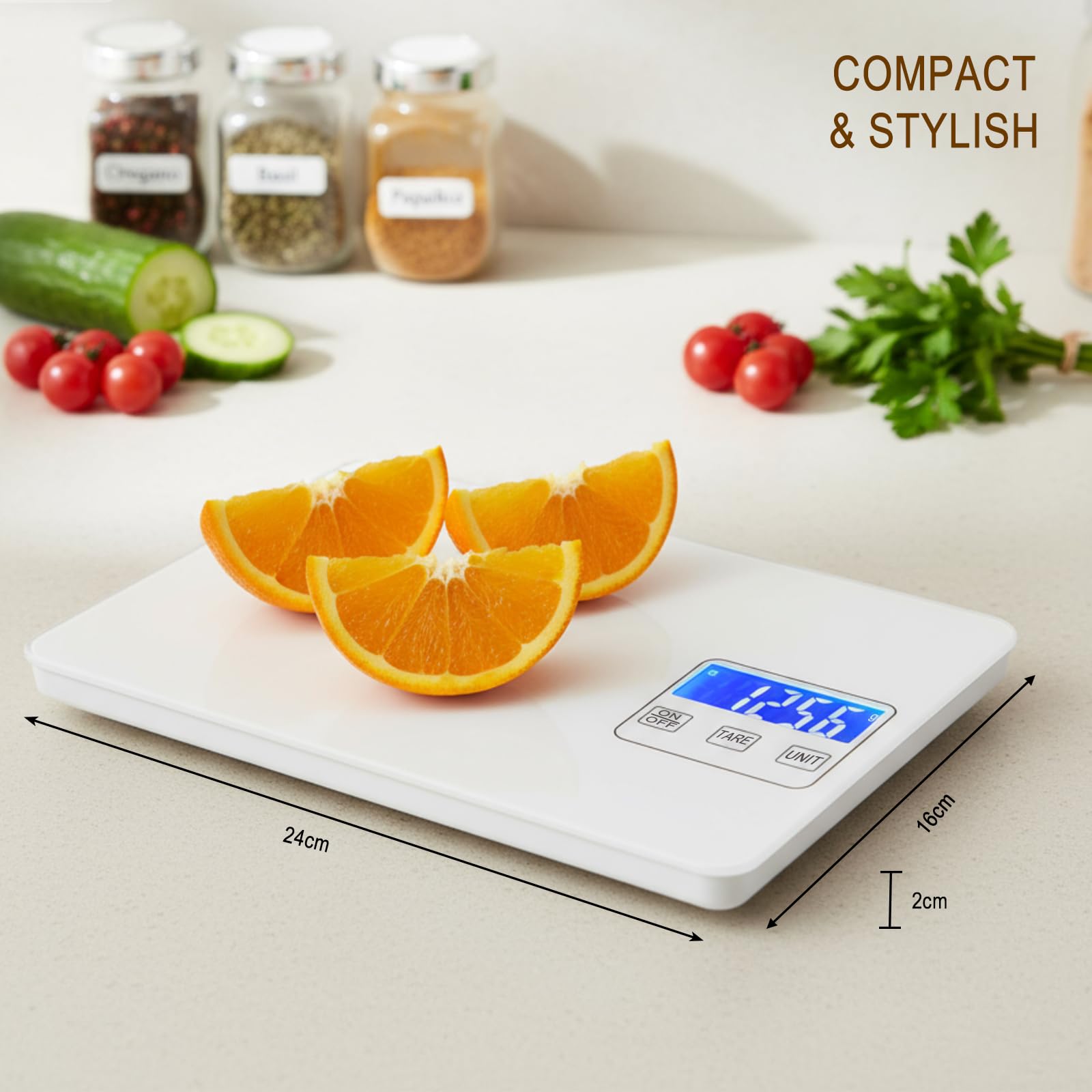 Digitale Küchenwaage mit großem LCD-Display und Tara-Funktion, präzise digitale Küchenwaage mit einem Gewicht von bis zu 15 kg, Genauigkeit 1 g, Einheitenumschaltung (g/kg/ml/oz/lb), ideal zum Backen