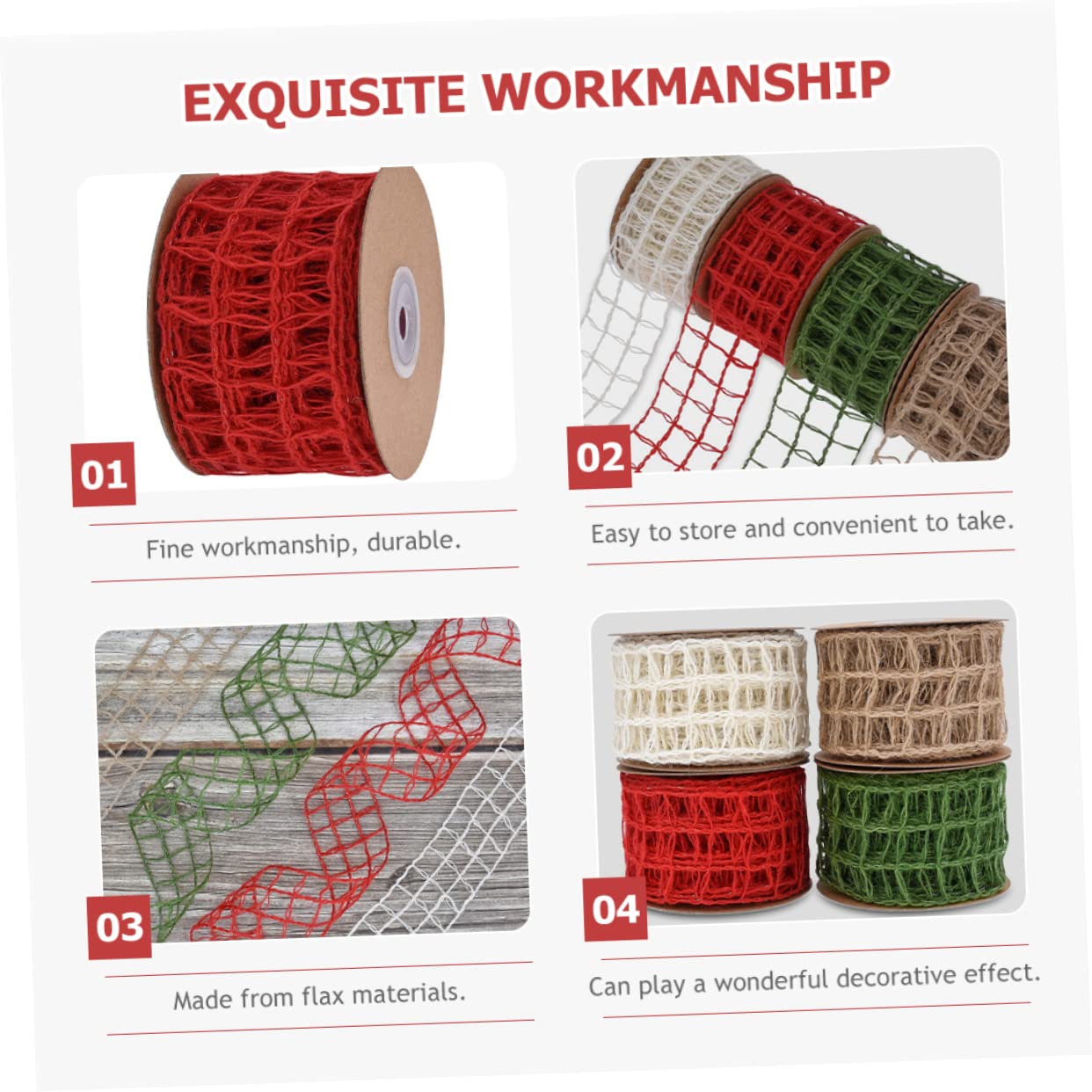 Operitacx 4stücke Burlap Dekoband Für Fach Für Blumenboxen Und Weihnachtsdekoration Vielseitig Einsetzbar Für Bastelprojekte Und Festlichkeiten