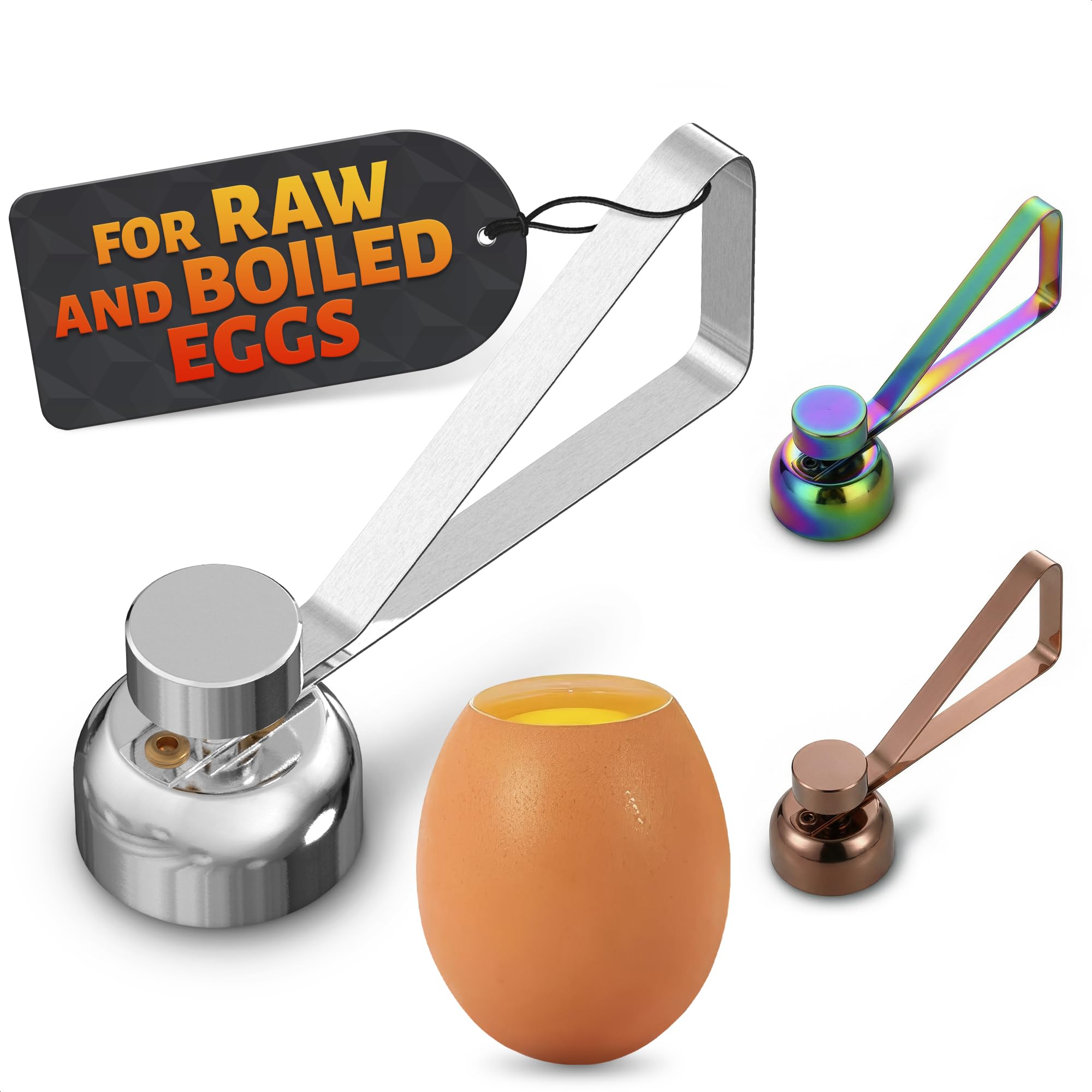 Egg Cracker Tool for Raw Eggs - Egg Shell Opener for Soft-Boiled Shell Tops, Stainless Steel Topper with Adjustable Effort - Clean Cut Design for Breakfast Prep, Custards, Baking & Home Kitchen Tasks