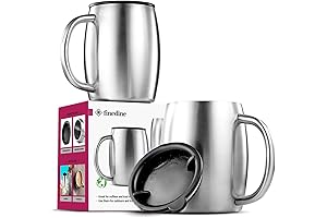 FineDine Stainless Steel Insulated Travel Coffee Mug with Lid and Handle (2-Pack)...
