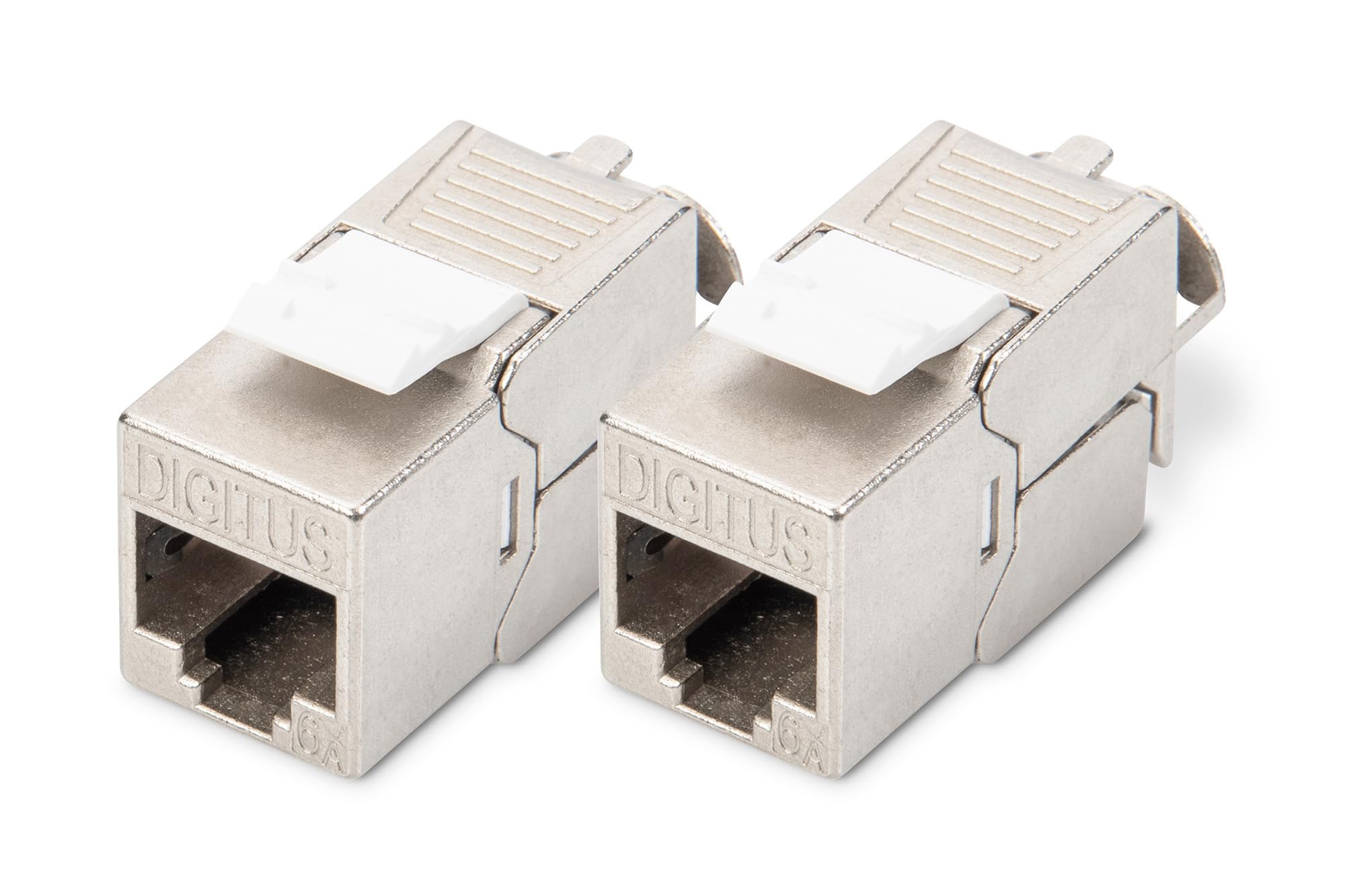 Digitus Keystone module Cat-6A Shielded - 2 pieces - RJ45 socket - 500 MHz 10GBase-T - AWG 26-22 - Design compatible - With cable tie - Tool-free installation
