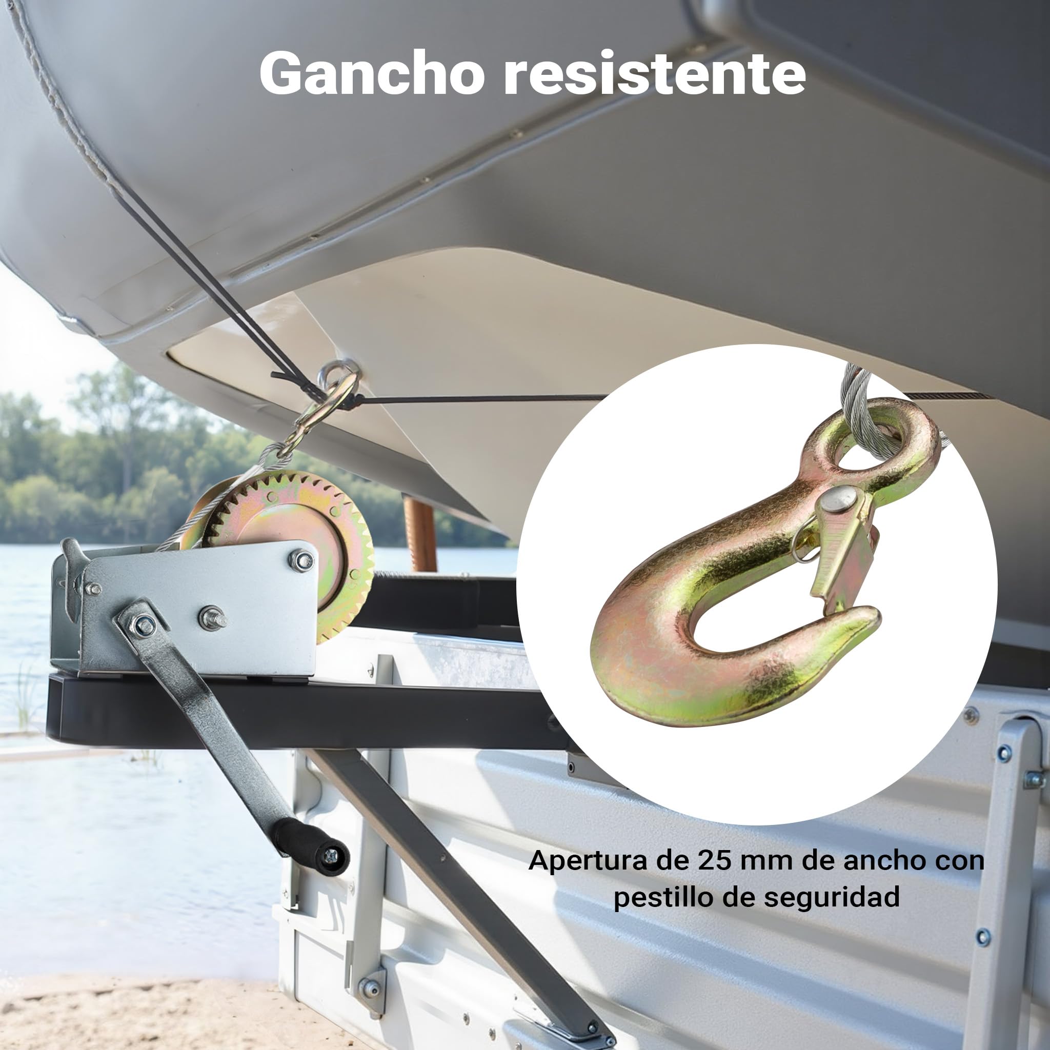 Cabrestante manual hasta 1100kg 8m 4:1 8:1 Polipasto manual Torno cable forestal Fuerza de tracción