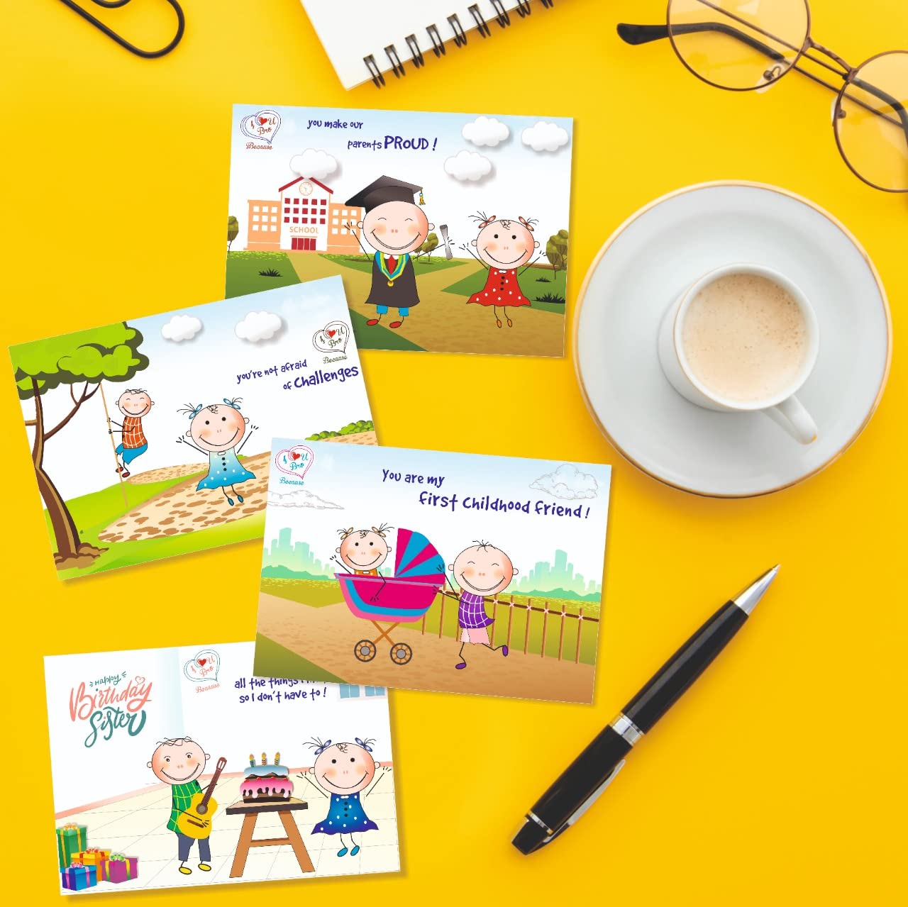 VantageKart 16 Reasons Why I Love You Brother Cards | Raksha Bandhan & Birthday Gift for Brother | Pre-Printed Love Message Cards | A5 Size, 300 GSM Premium Paper 3