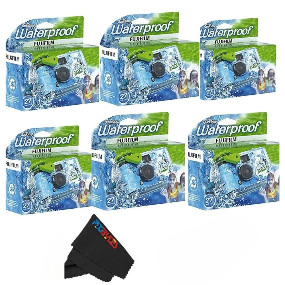 Fujifilm QuickSnap Waterproof 35mm Single Use Camera with Bonus Microfiber Cleaning Cloth...
