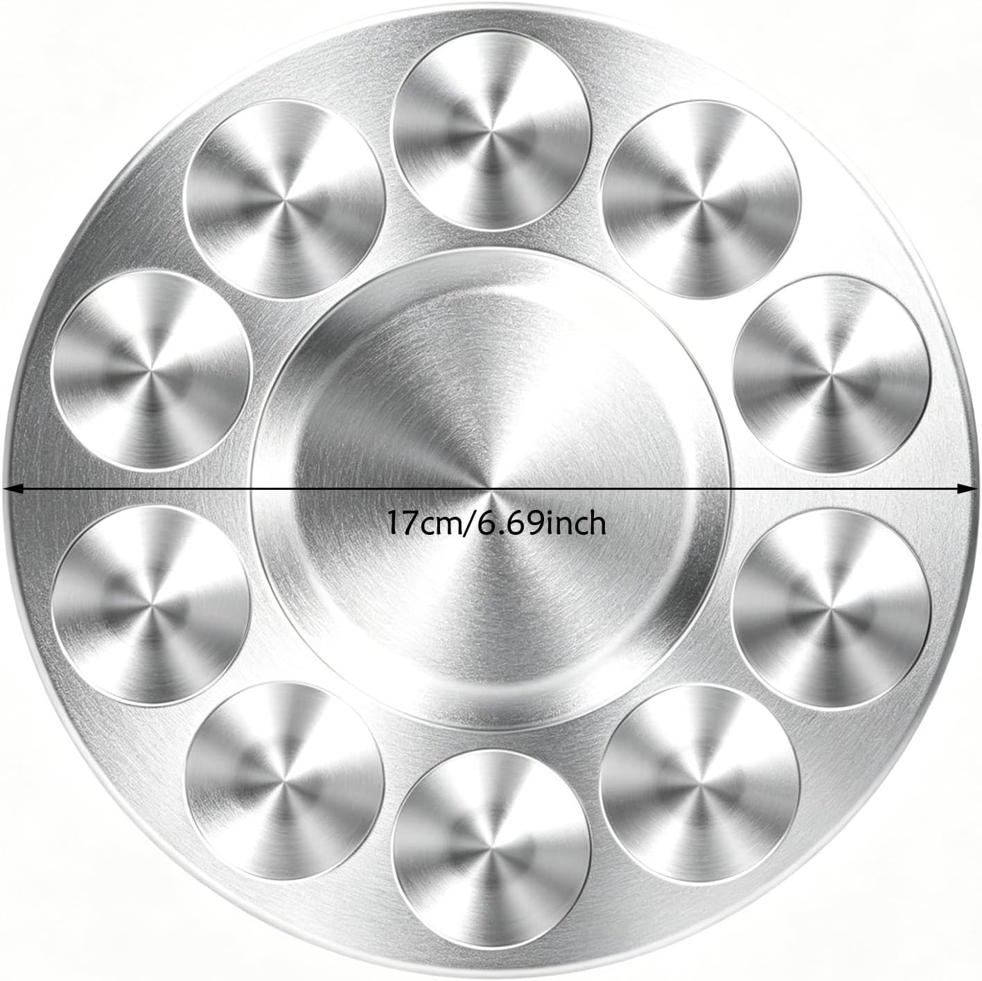 JKJF 2 Pcs Round Paint Tray Palettes, Metal 10 Well, for Artist Watercolours DIY Craft Professional Art Painting