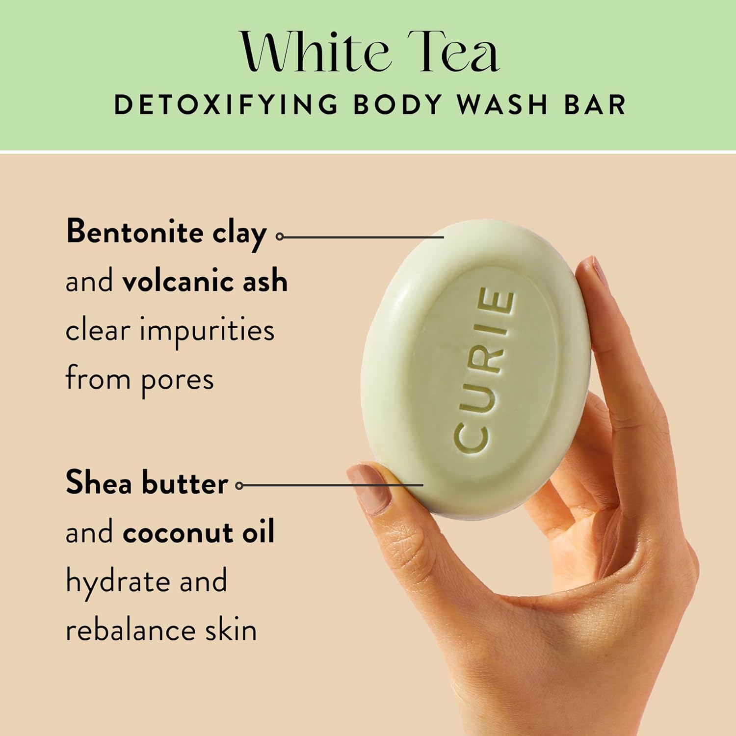Curie White Tea Detoxifying Body Wash Bar – Sulfate-Free, Vegan Cleansing Bar with Bentonite Clay & Volcanic Ash for Smooth, Refreshed Skin (3PK) - Image 2