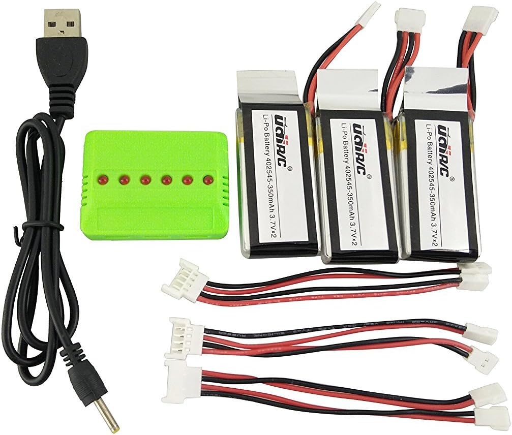 Fytoo Accessories 3PCS 3.7V 350mah Li Battery +1pcs 3 in1 Balance Charger + 3pcs Conversion Cable for UDI U818A WiFi FPV U845 U919 U919A U945A WiFi Rc Quadrotor Spare Parts RC Drone Battery