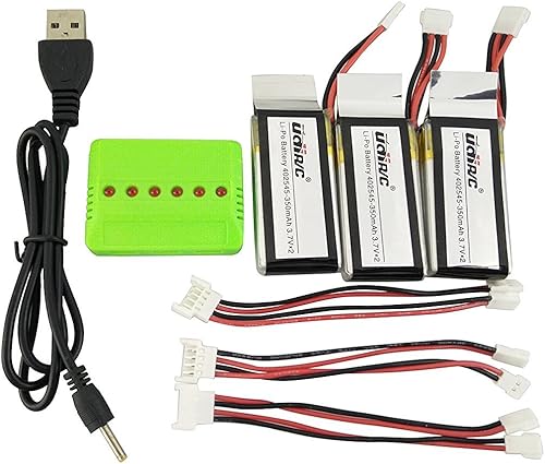 Miniatura 2 de Fytoo Accesorios 3 unids 3.7 V 350 mAh Li Batería + 1 Cargador de equilibrio 3 en 1 + 3 piezas Cable de conversión para UDI U818A WiFi FPV U845 U919