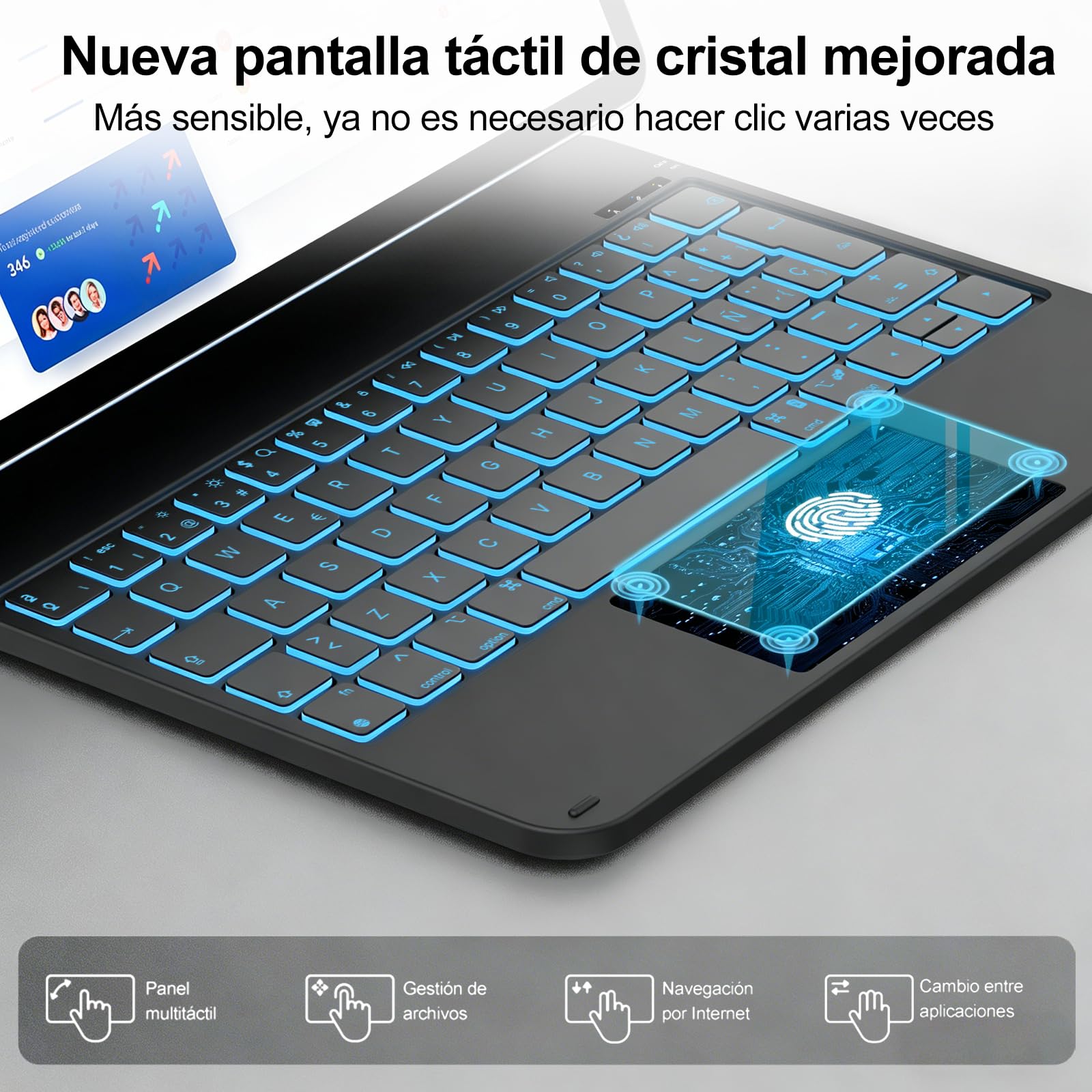 IVEOPPE Teclado Magic Magnético para Air 11'' M4/M3/M2, Funda Teclado de Ajuste Fácil para Air 6/5/4 Gen, iPad Pro 11 4/3/2/1 Gen, Soporte Flotante, Retroiluminación 7 Colores, con Trackpad, Negro