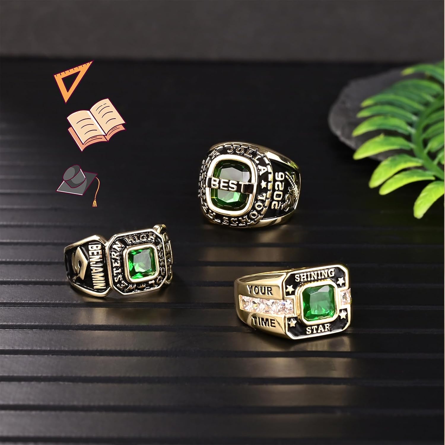 LucySky Class Rings for Men Custom Class Ring with Logo Symbol Personalized Men's Class Ring Graduation Rings for Men Women High School College University Graduation Gifts