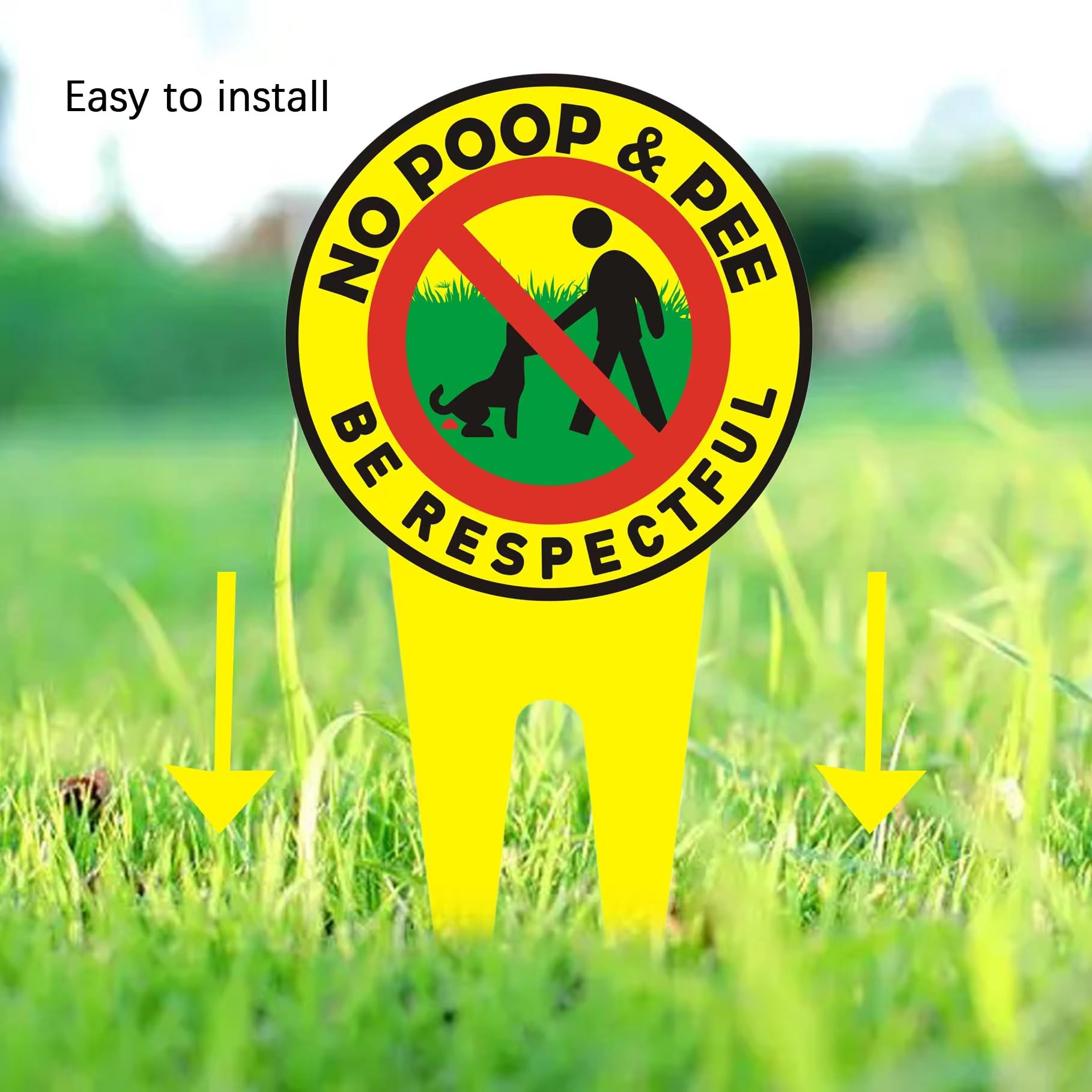 INFUNLY 2 Pack Round Dog Poop Sign For Yard-Please Be Respectful No Dog ...
