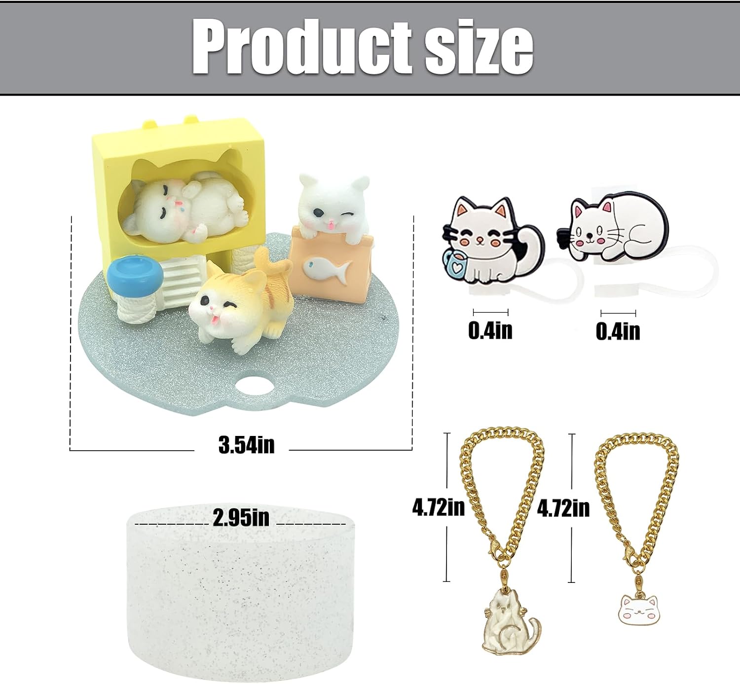 Cat Stanley Cup Lid Accessories Set, Lid Topper Decoration-B image 2