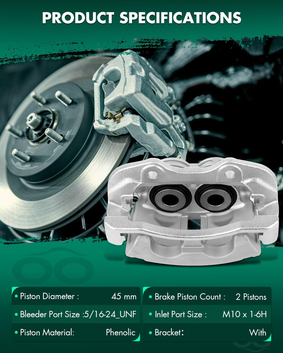 SCITOO 18-B4764 18-B4765 Disc Brake Calipers Assembly with Bracket Fit For Cadillac 2002-2006,For Chevrolet 2000-2007,For Ford 1999-2000,For GMC 2000-2007