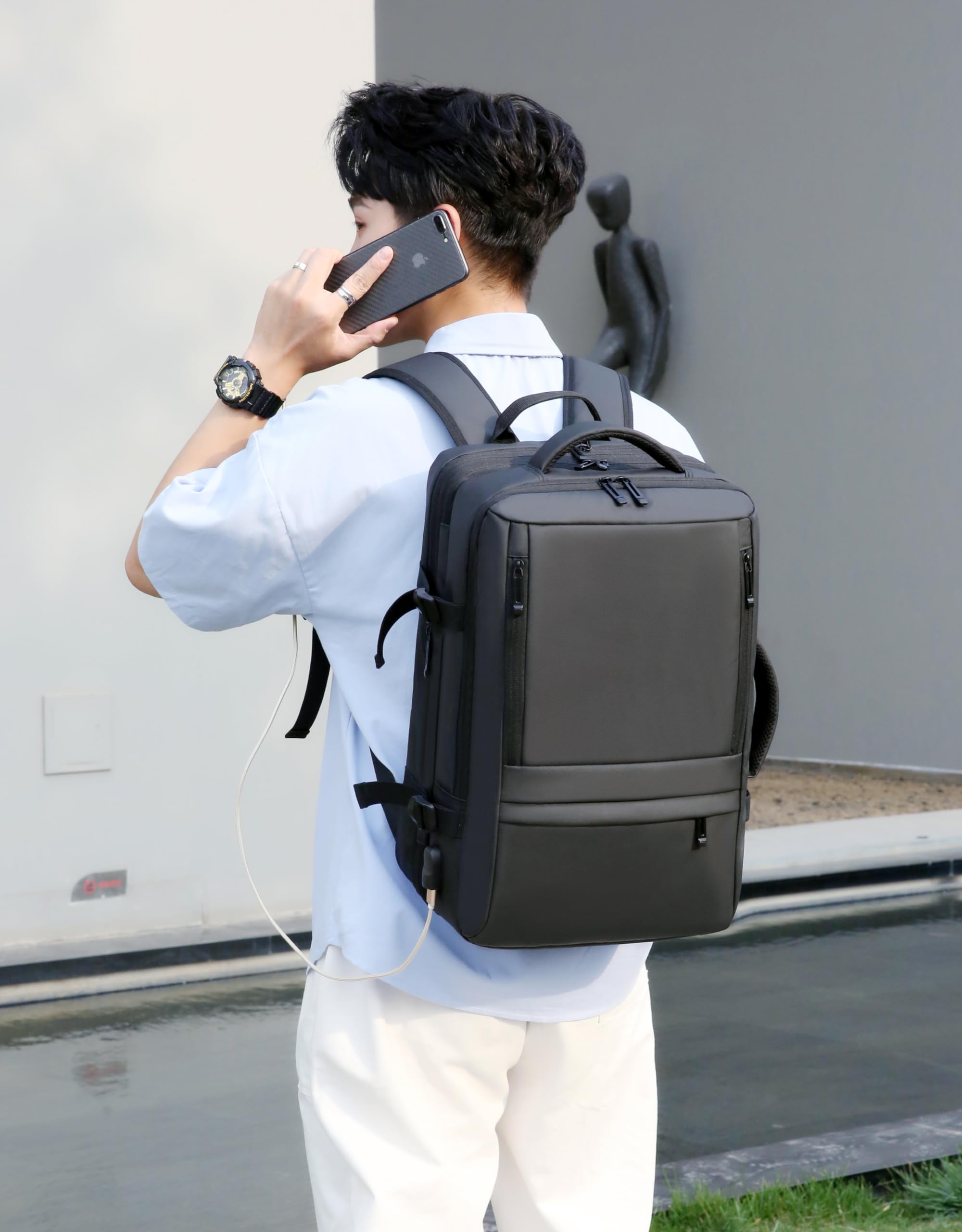 ALTOS OFFICE AND HOME Mochila 45x30x20 cm expandible equipaje de mano 45L para portátil 17 pulgadas impermeable maleta cabina viaje avión compatible con RyanAir/Vueling/EasyJet/Etc. cuero sintético