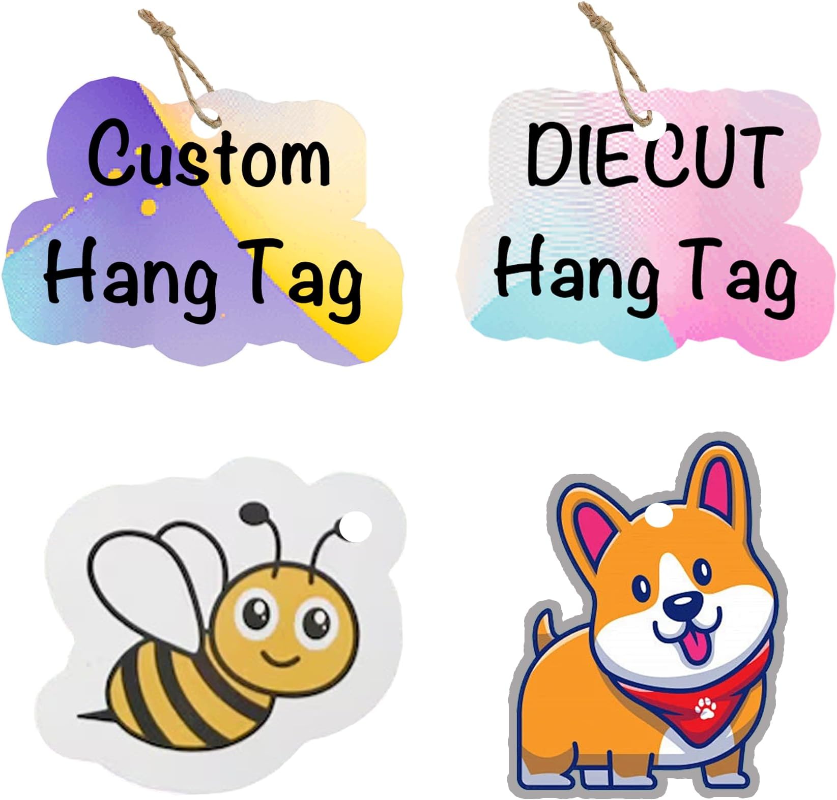 100 pcs Custom Hang Tags,Personalized Your Logo and Text Price Tags Jewelry Hang Tags Labels (Die Cut-Your Shape)