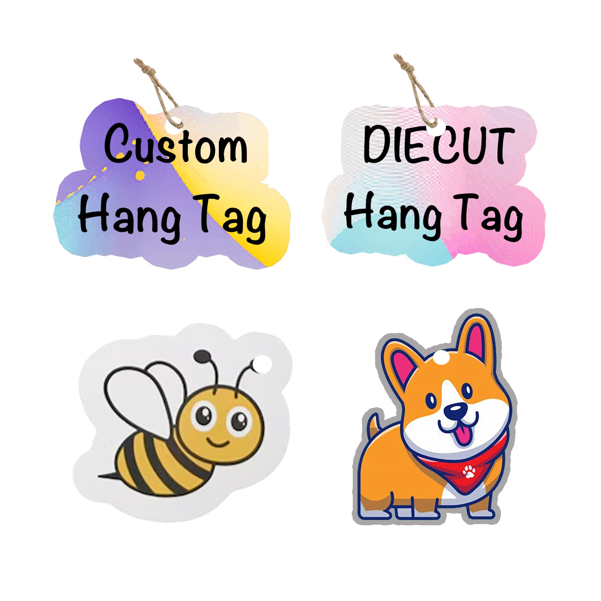 100 pcs Custom Hang Tags,Personalized Your Logo and Text Price Tags Jewelry Hang Tags Labels (Die Cut-Your Shape)