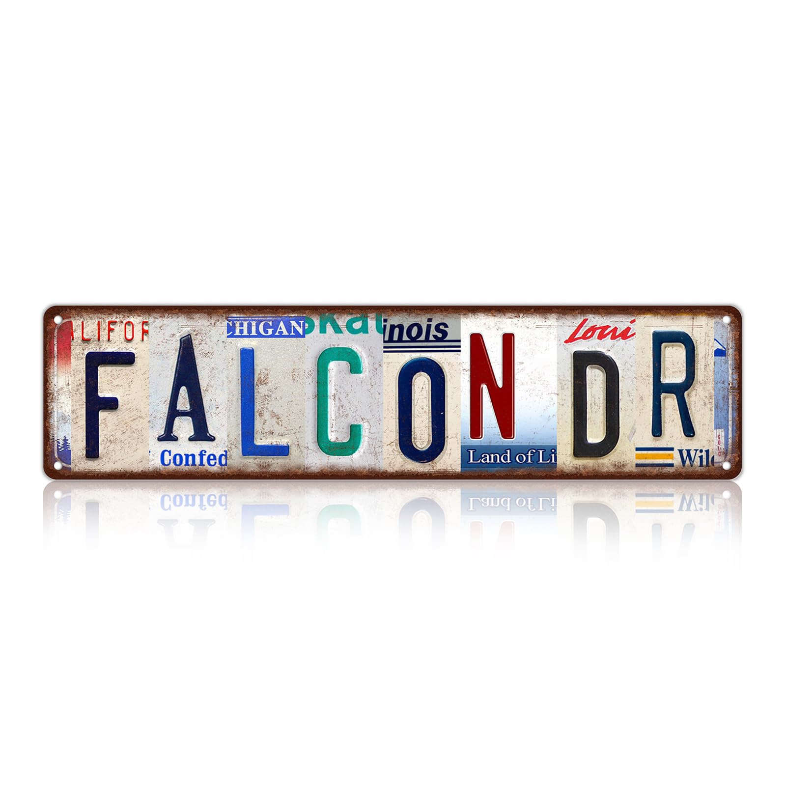 Peiyeety A006 Vintage Metal Tin Sign Falcon Dr Retro Street Sign, Rustic Wall Decor For Home, Falcon Lover, Man Cave, Garage, Kitchen, Office, Farmhouse, Patio, Garden, Porch, 4 * 16 Inch