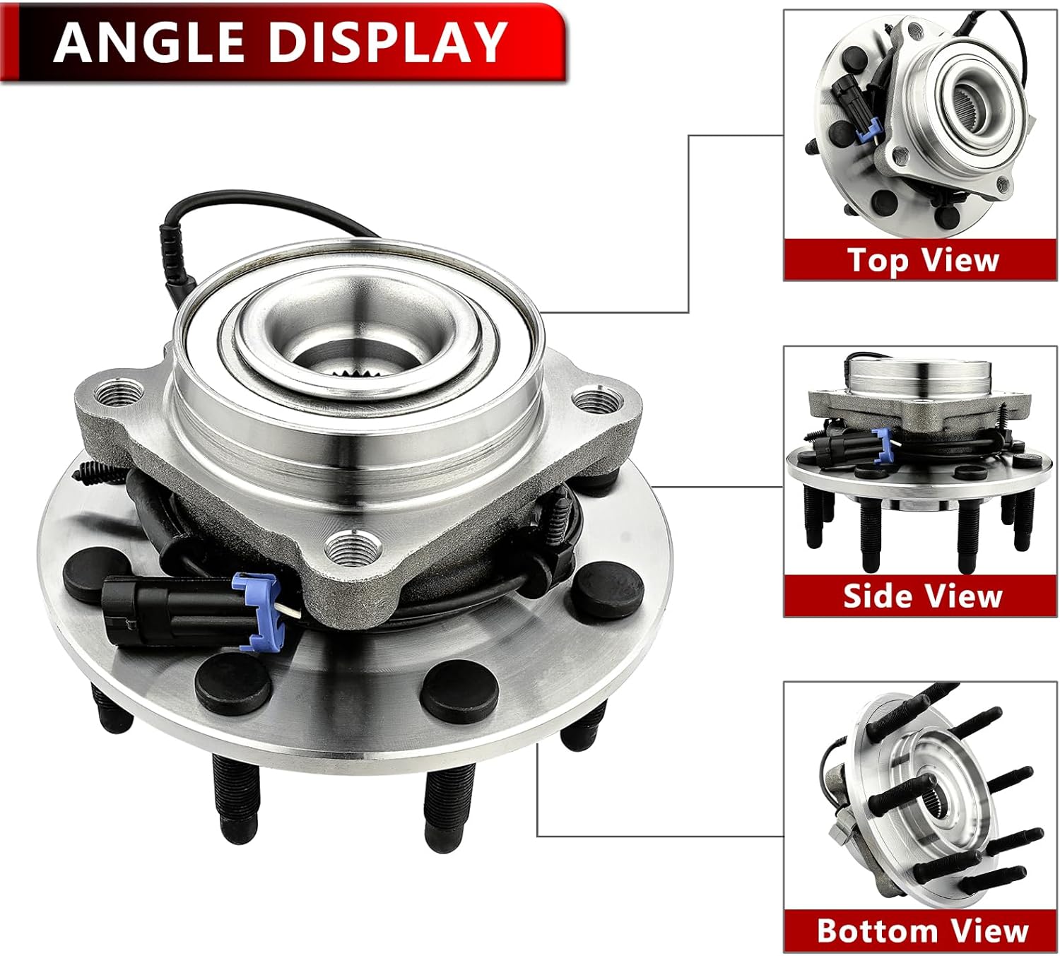 515098 2pcs Front Wheel Bearing and Hub Assembly for Chevy Silverado 2500 3500 HD, for Suburban 2500, for GMC Sierra 2500 3500 HD, for Yukon XL 2500, for Hummer H2, 8 Lug Bolts w/ABS