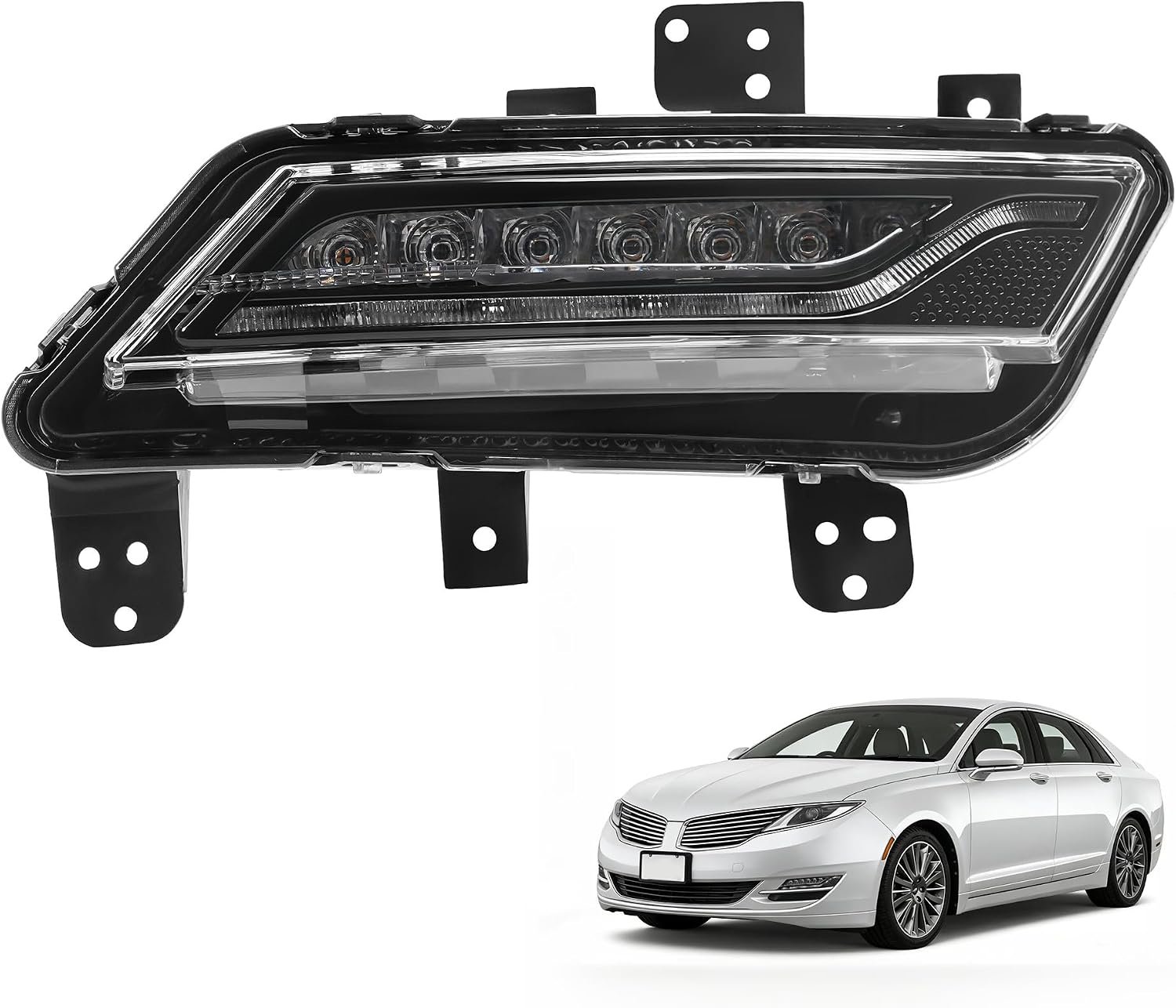 HECASA Left Fog Light Compatible with 2013-2016 LincoIn MKZ with Signature Lighting Daytime Running Lamp Front Bumper Light Replacement for DP5Z15A201D FO2592242 Clear Lens Left Driver Side