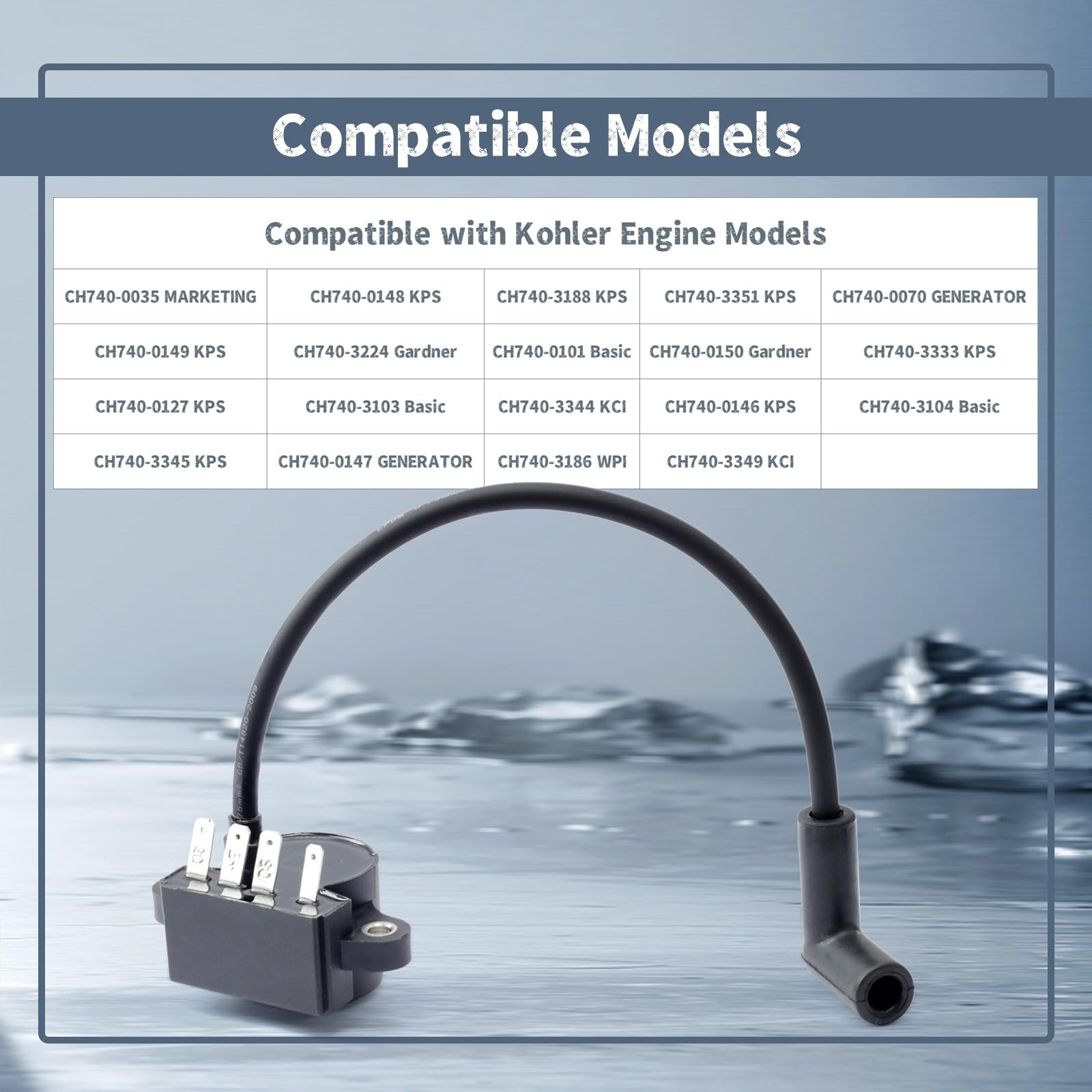 24584116-S 24-584-116-S - Bobina de encendido de módulo de avance de chispa (DSAI) de repuesto para motor de cortacésped Kohler CH740-3103/CH740-3104/CH740-3344/CH740-3345, pieza de repuesto 2458491-S