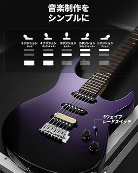 DONNER エレキギター ブラック Amazon | Donner エレキギター 初心者 SSHピックアップ配列