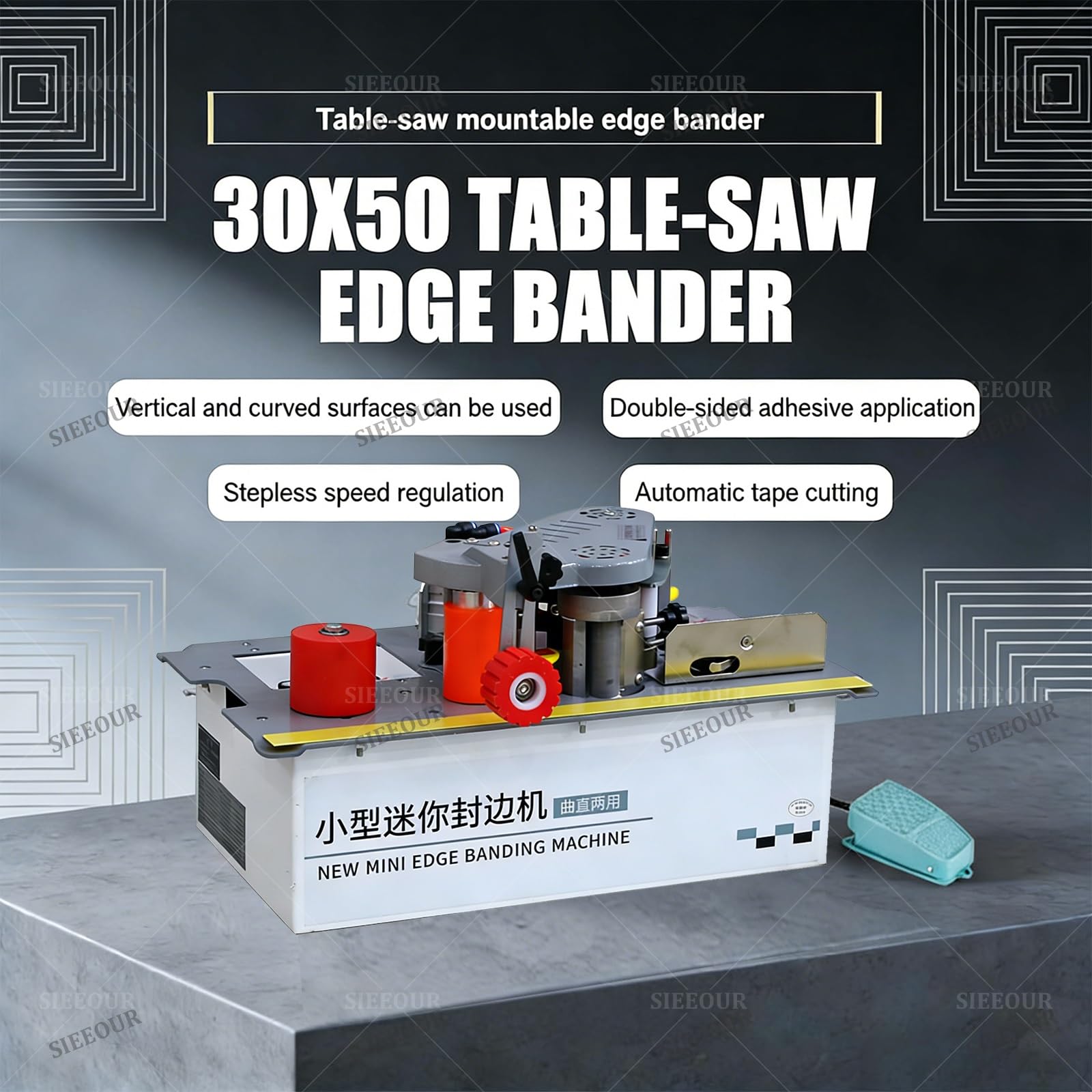 Canteadora Portátil Para Trabajo De Madera, Máquina Canteadora Con Corte De Cinta Automático, Encolado Doble Cara Para Madera Y Pvc,Para Cantos Rectos Y Curvos 10-40mm