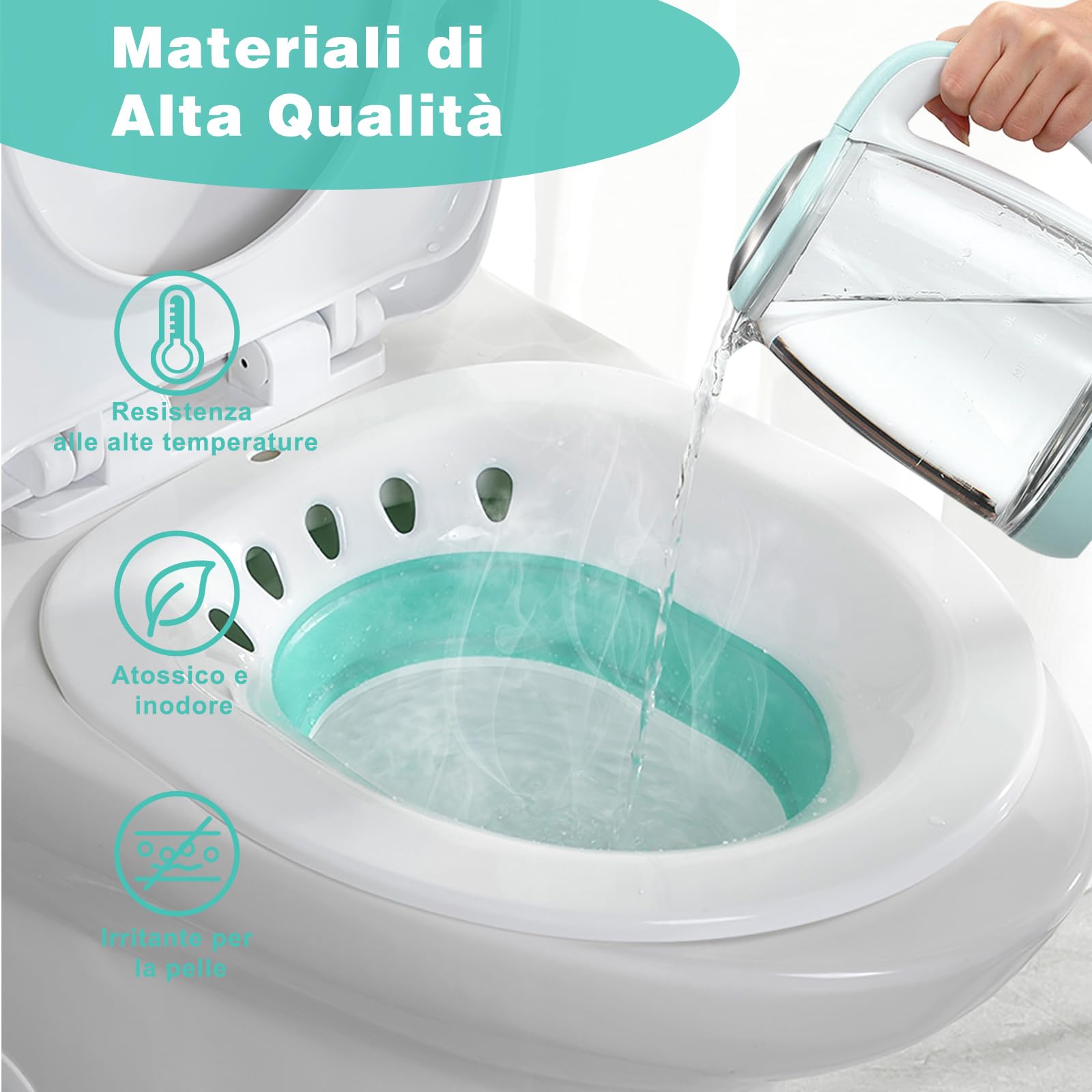 DEANIC Bidet Portatile per WC per Chi Soffre di Emorroidi, Vasca da Bagno Pieghevole per WC, Sedile per Vasca da Bagno Donne Incinte, Anziani (Verde)