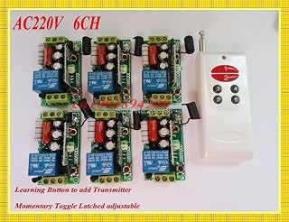 AC220V 6CH Remote Control Switch 6Receiver Transmitter Long Range Home Light Lamp LED Remote Controller Learn Code Remote Switch