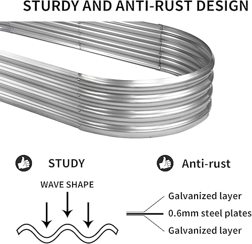 Miniatura 4 de Cama de jardín elevada de metal de 7 x 3 pies galvanizada para verduras flores hierbas y suculentas 2 juegos