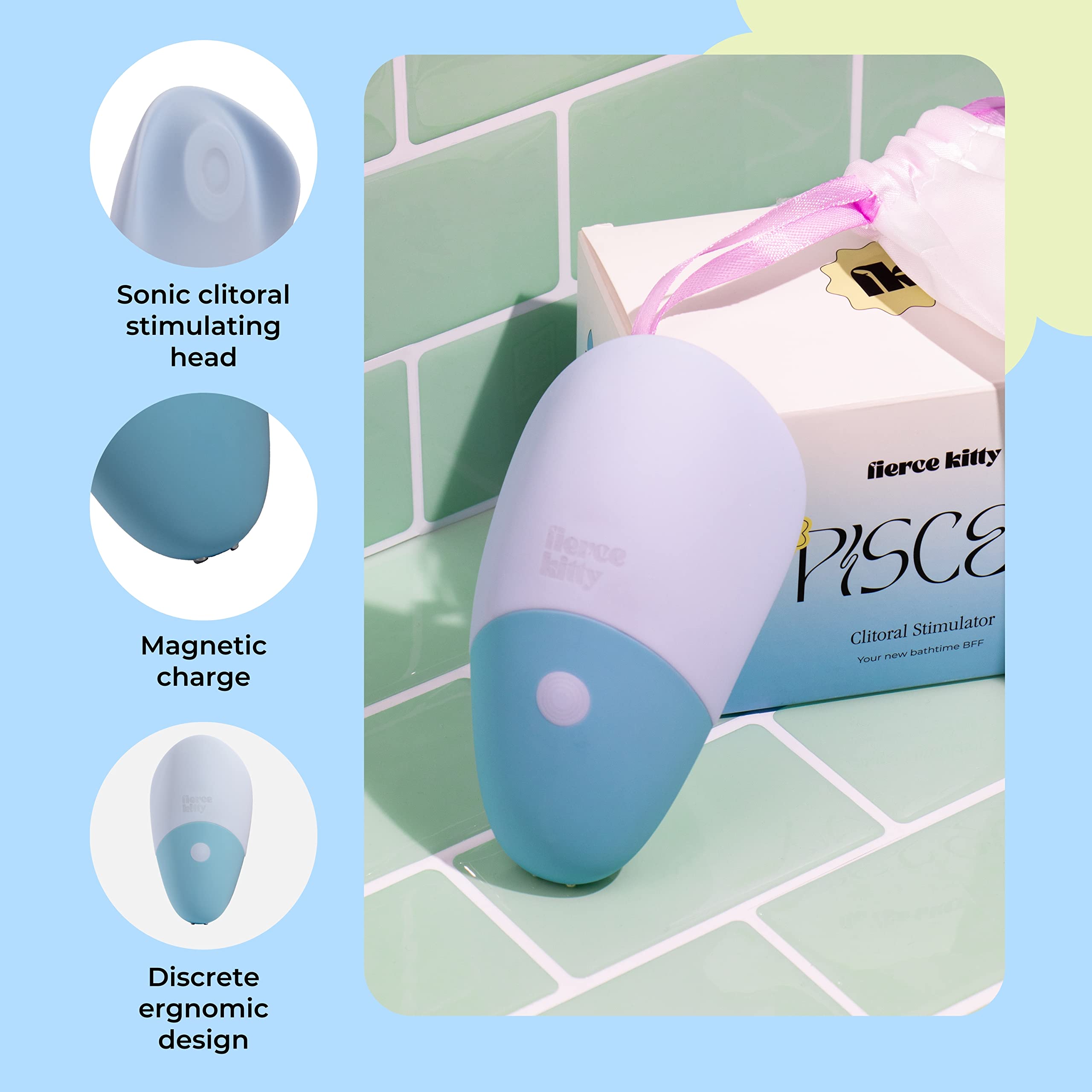 "Fierce Kitty Pisces stimolatore clitorideo – Vibratore impermeabile e ricaricabile per il clitoride per migliorare il piacere, perfetto per principianti e utenti esperti