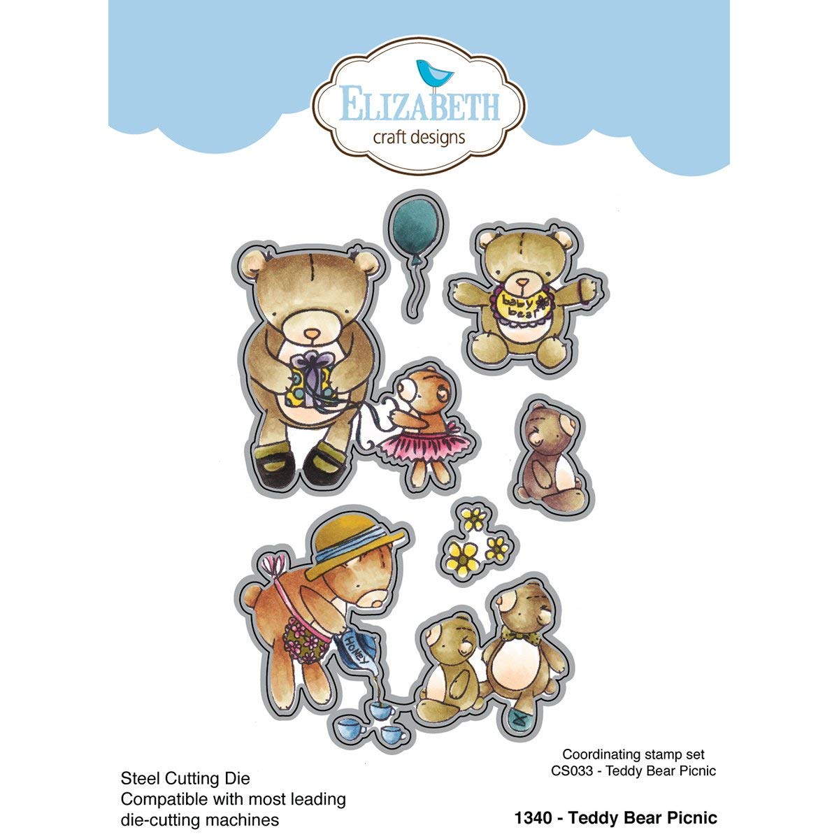 Elizabeth Craft Metal Die By Krista Designs-Teddy Bear Picnic
