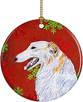 Vista 17 de Caroline's Treasures Dachshund copos de nieve rojos y verdes, adorno de cerámica de Navidad para colgar en el árbol de Navidad, decoración