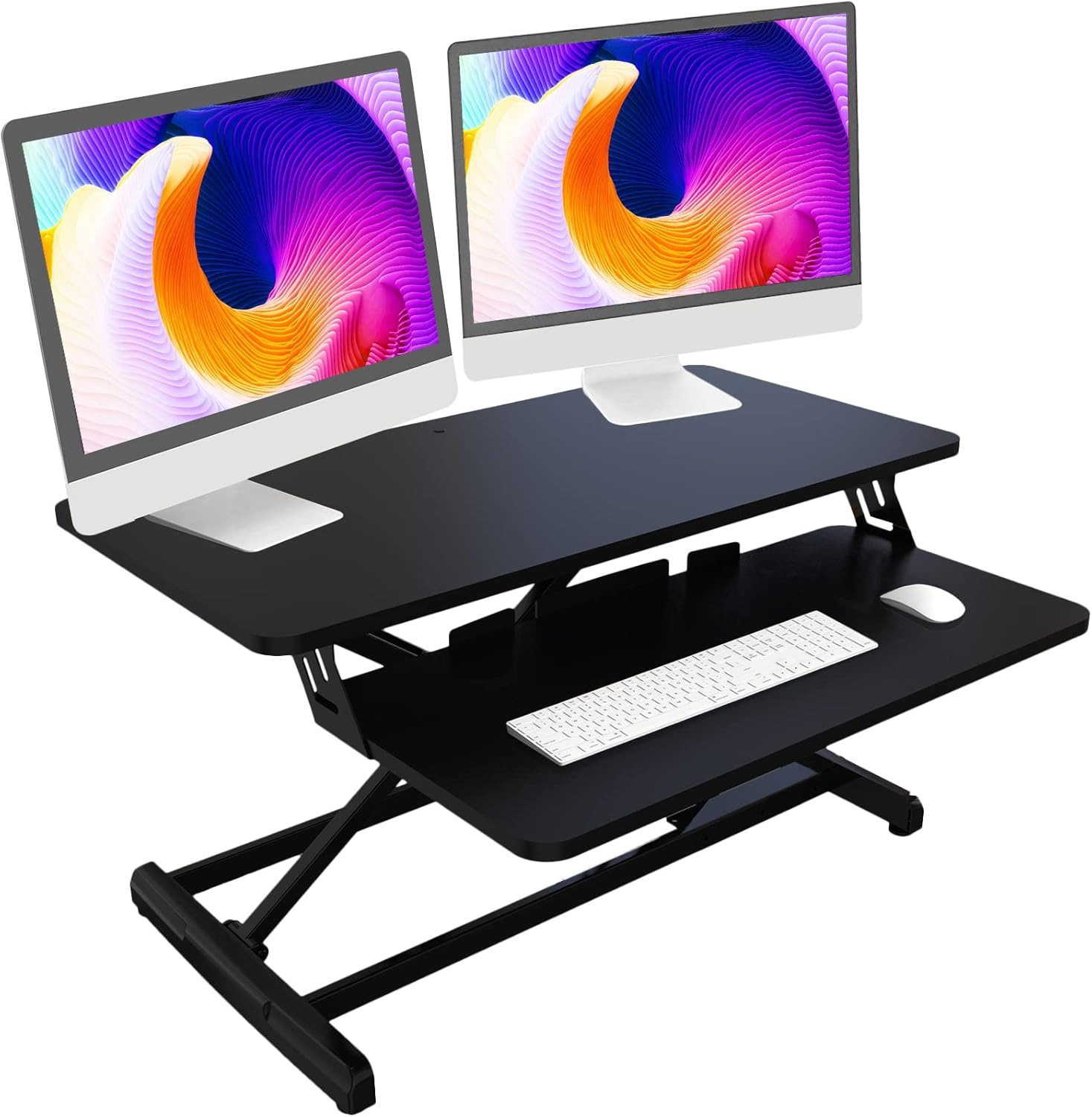 ADAPTZONE Pro Plus Standing Desk Converter, 35 Inch Sit Stand Up Desk Riser, Height Adjustable Sit Stand Desk Converter, Tabletop Stand Up Desk Workstation, fits Dual Monitor
