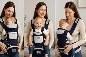 Canguru ergonômico ajustável 3 em 1 para bebê com assento acolchoado respirável suporte lombar alças largas bolsos laterais uso recém-nascido até 36 meses