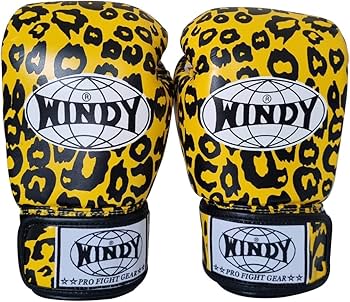 本革製WINDYボクシンググローブ 8oz 黄色＆黒 ヒョウ柄 新品 本革製WINDYボクシンググローブ 8oz 黄色＆黒 ヒョウ柄 新品 本革製