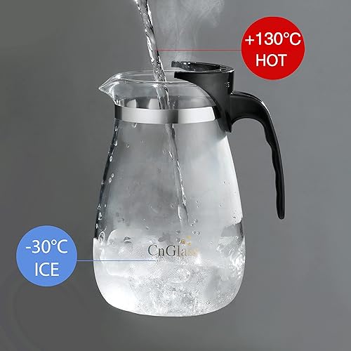 Miniatura 4 de Tetera de vidrio CNGLASS con infusor extraíble, tetera de té transparente de 25oz con un botón de presión para filtrar la sopa de té, juego de té de