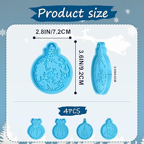 Miniatura 2 de 4 moldes para colgantes de Navidad, moldes de resina de Navidad, moldes de silicona lindos para adornos de Navidad con agujero para colgar, moldes