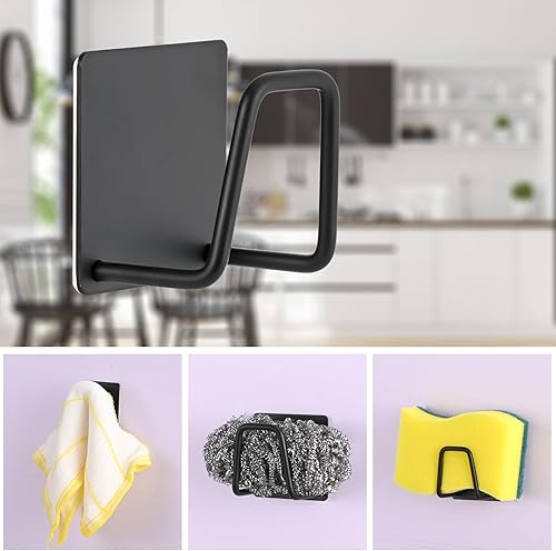 Miniatura 6 de Soporte Adhesivo para Esponja de Cocina, Organizador de Estropajo de Acero Inoxidable SUS304, Accesorios de Soporte de Almacenamiento para Raspador,