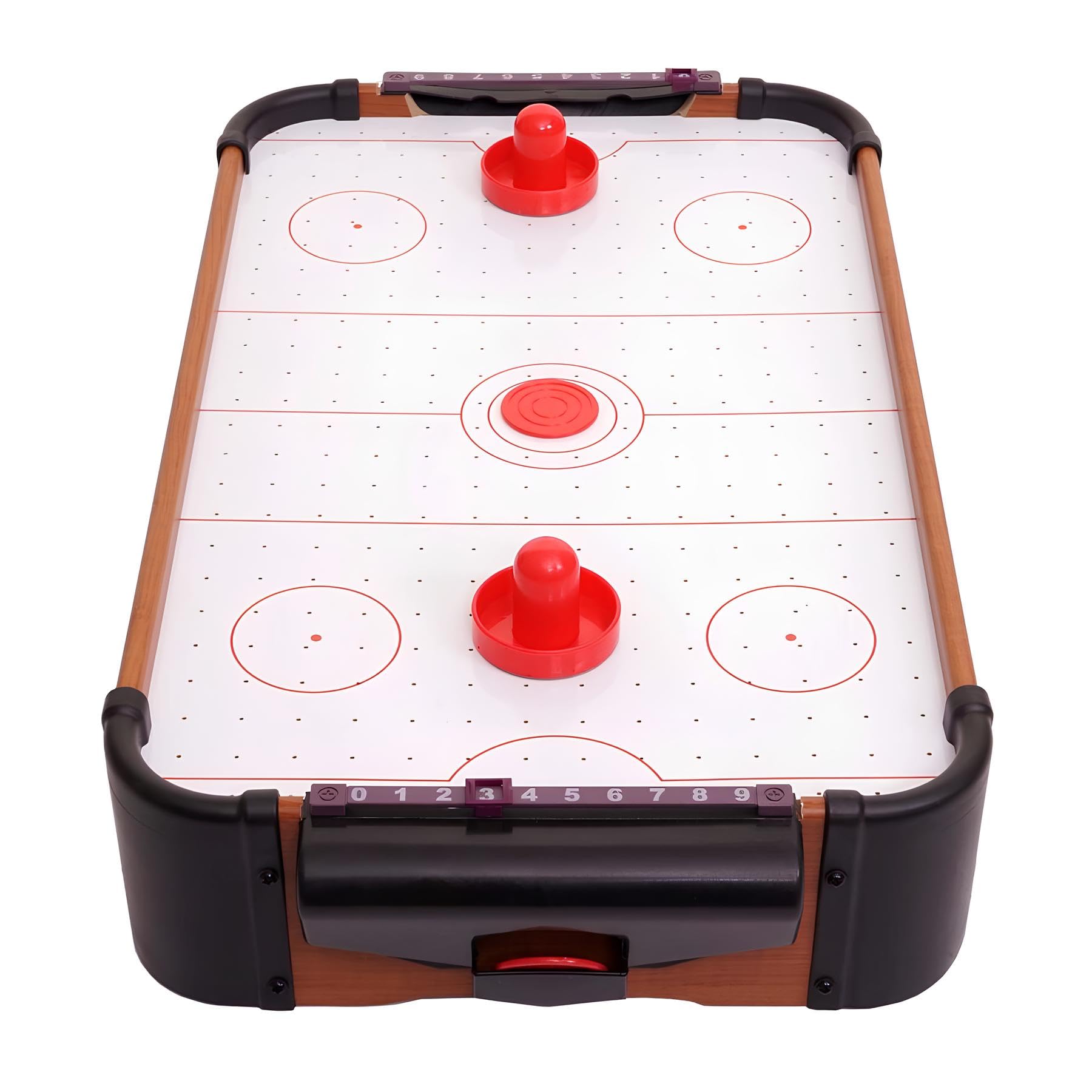 Hockey da Tavolo ad Aria in Legno Grande con 2 Manopole 2 Dischi e Segnapunti Integrato