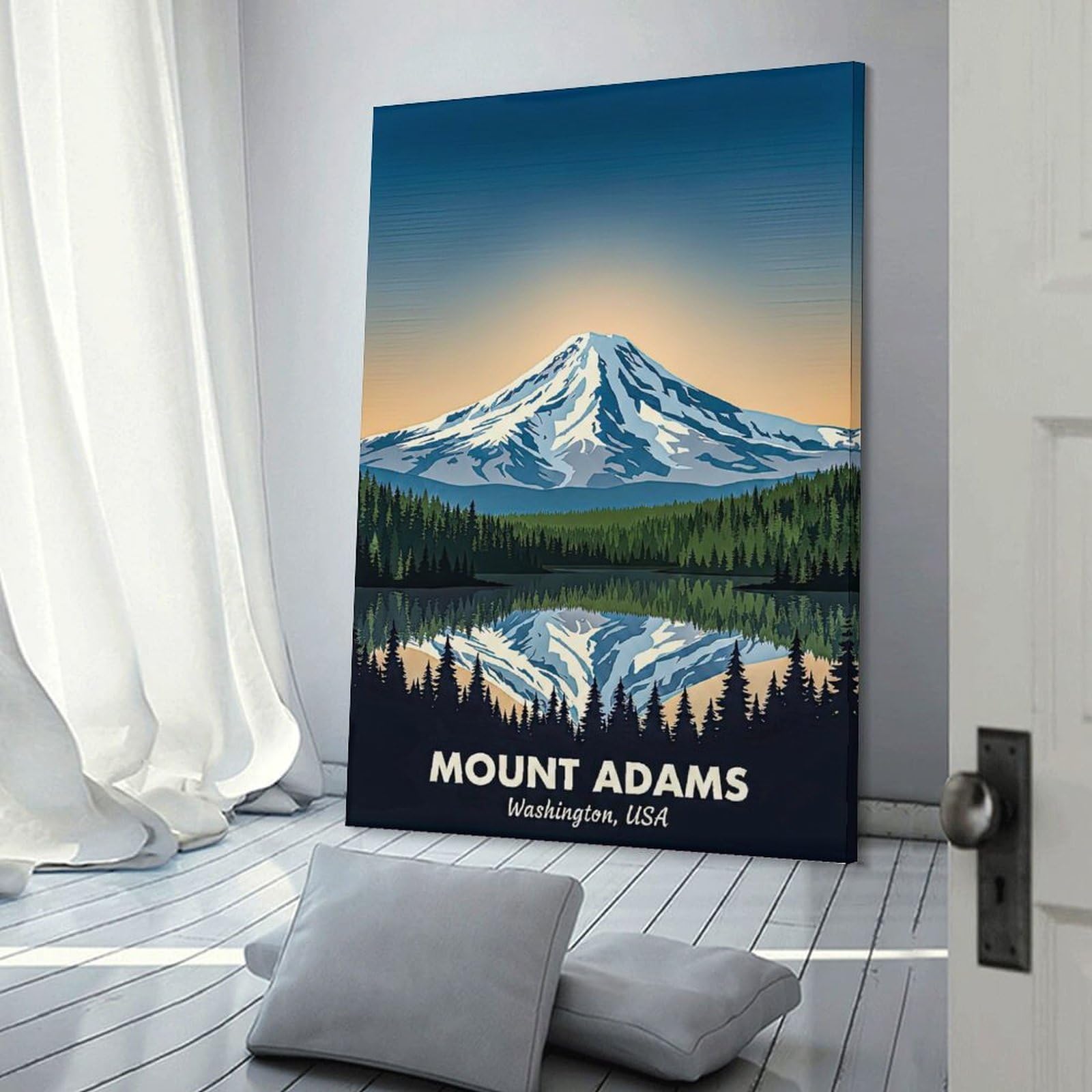 Junmoney Mount Adams Washington USA Vintage Room Decor Wall Art, 24x36inch(60x90cm), for Office, Study Or Home Workspace, Decorative Artwork for Productive Spaces