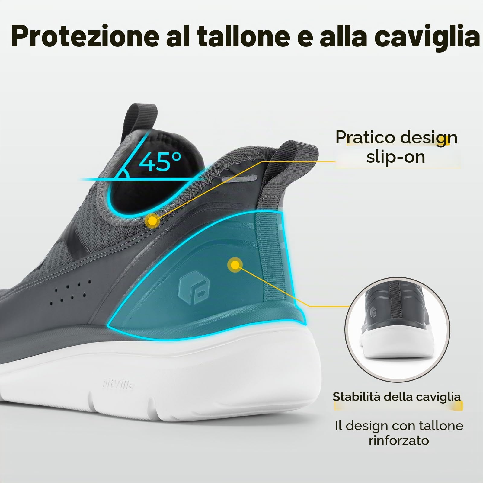 FitVille Scarpe da Camminata Uomo Extra Larghe Slip-on Sneaker Casual Traspiranti Scarpe Sportive Senza Lacci Grigio Scuro 42.5 EU X-Larga