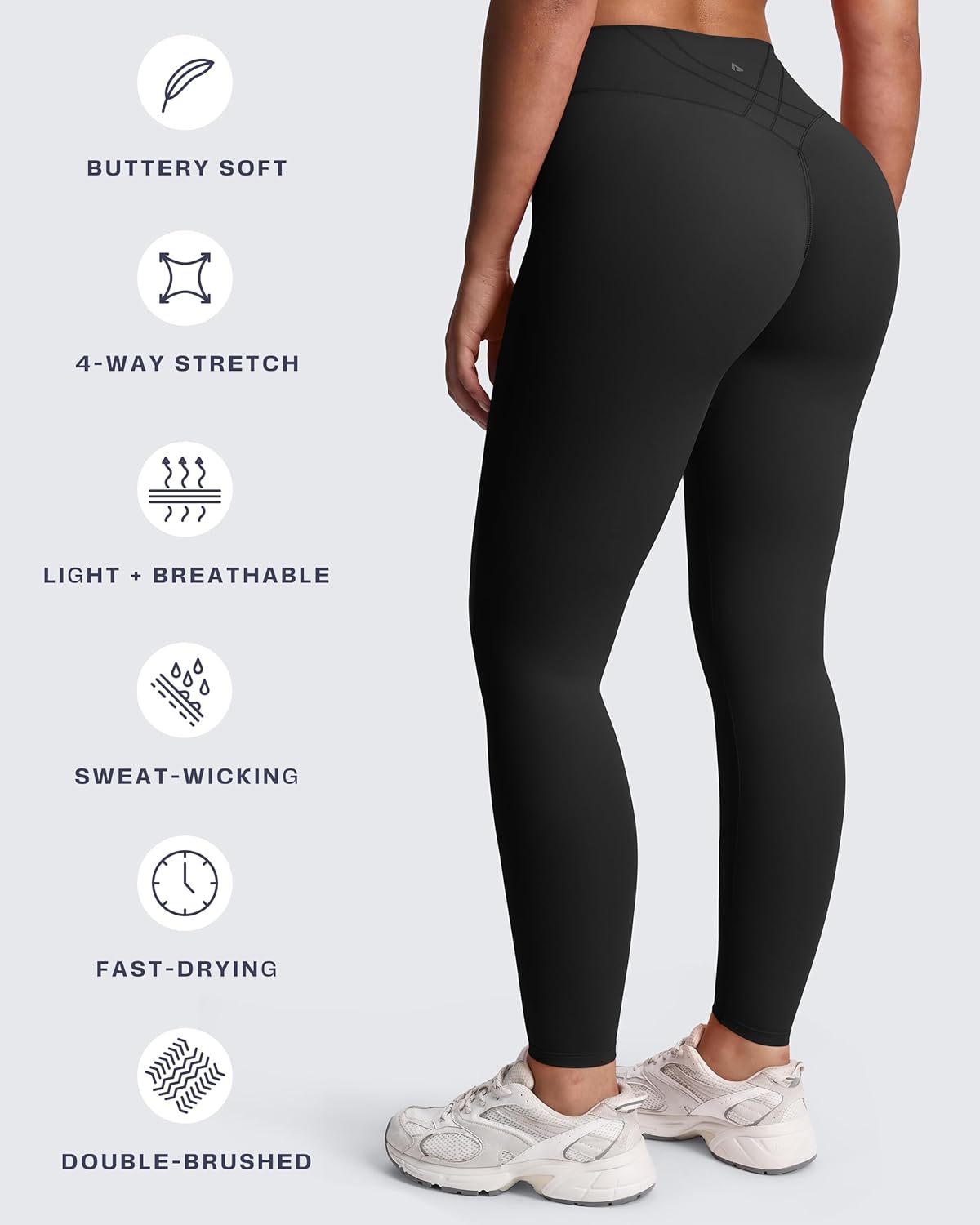 Aoxjox Women's Workout Velura Leggings High Waisted Hidden Scrunch PlushFlex™ Buttery Soft Yoga Pants 26" - Image 4