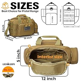 DBTAC Gun Range Bag Small | Tactical 2x Pistol Shooting Range Duffle Bag with Lockable Zipper for Handguns and Ammo (Brown)