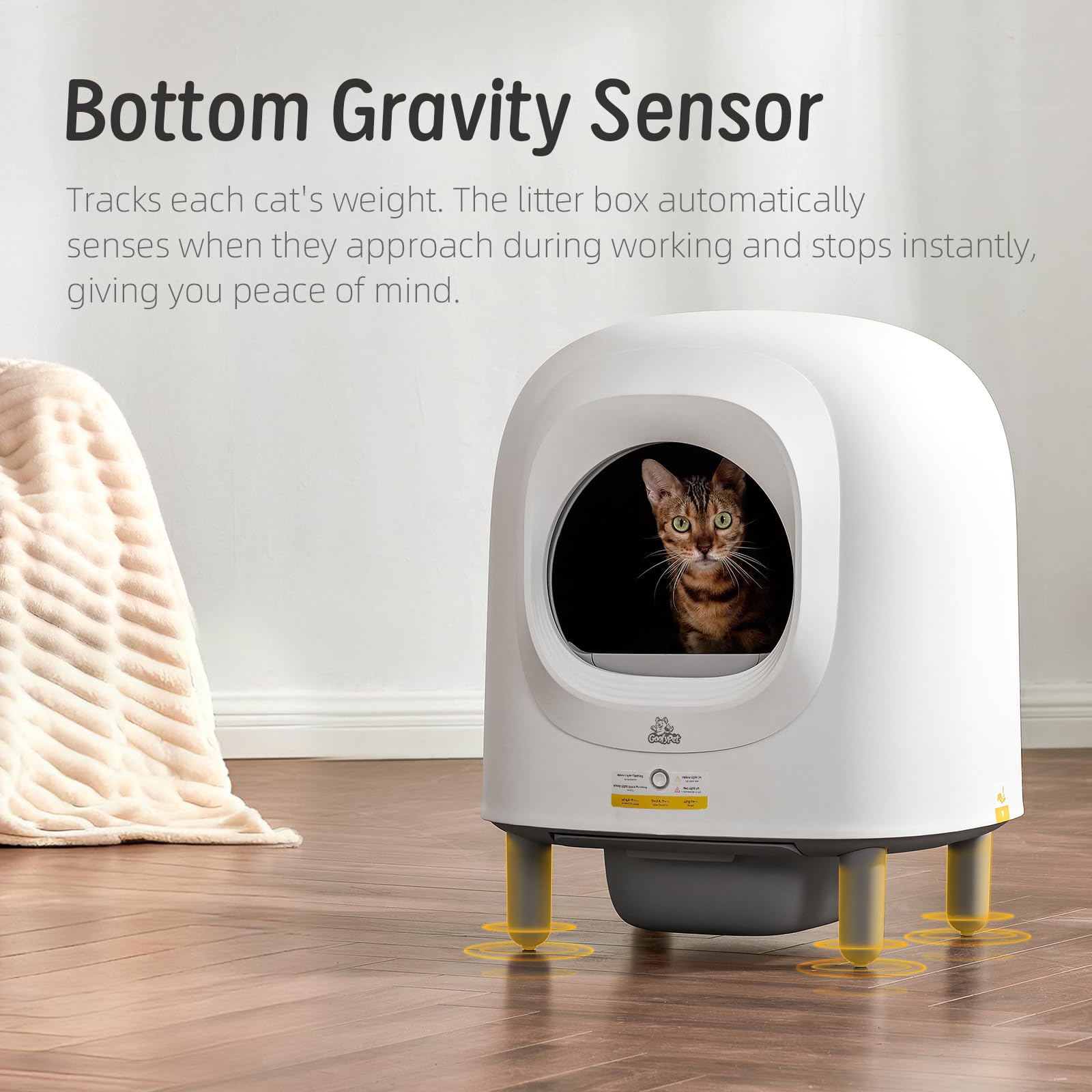 Self Cleaning Litter Box, Automatic Cat Litter Box with APP Control, Smart Safety Sensors for Multiple Cats, Odor-Free Waste Disposal with Cat Litter Tracker, Includes 1 Trash Bags - image 8