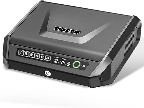 Caja fuerte para armas con pantalla LCD, ≤0.1s de acceso rápido grande para pistola de 2 a 4 pistolas, caja de bloqueo de pistola de mano con huella