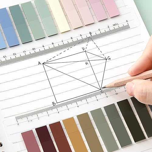 Miniatura 4 de 2000 pestañas adhesivas de anotación Morandi, pestañas adhesivas para notas adhesivas escribibles y translúcidas, pestañas recordatorias con regla
